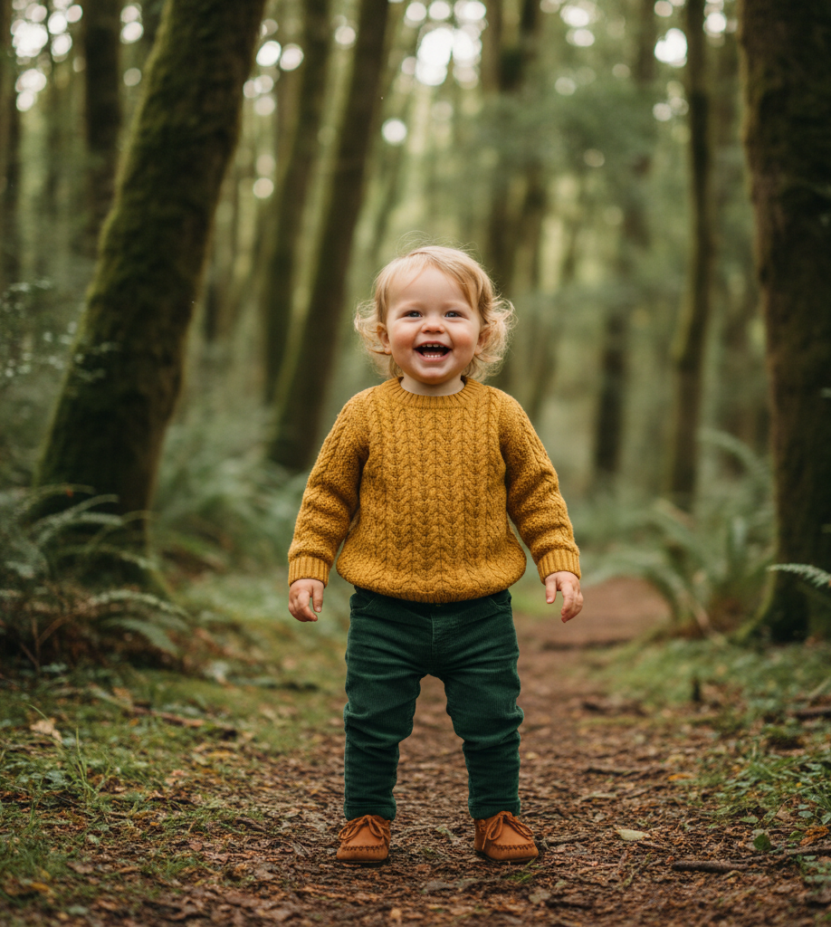 Child wearing a warm casual outfit