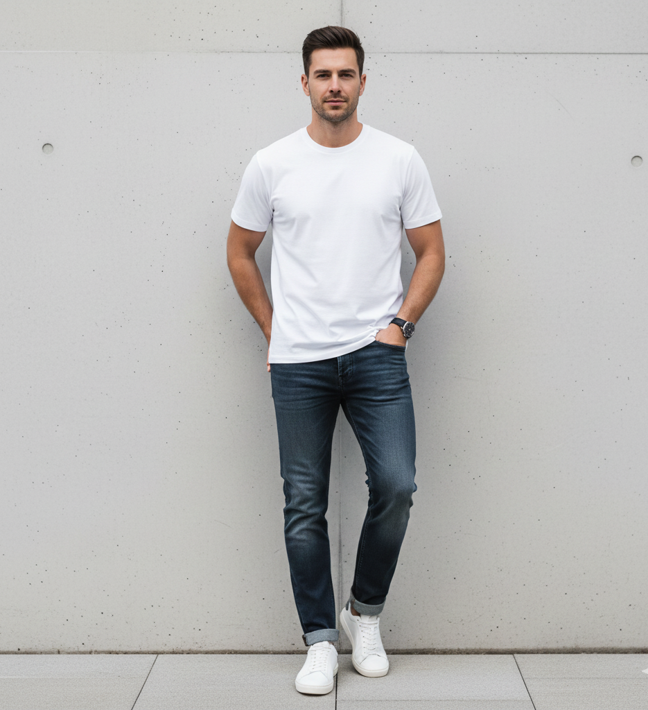 Man wearing a minimalist casual outfit